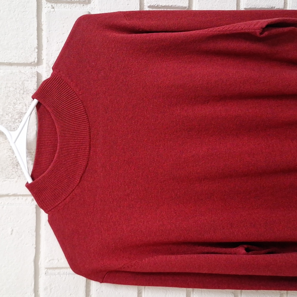 Paul Fredrick Cashmere/Silk Blend Red/Black Heathered Mockneck Sweater. Sz Med. - Picture 2 of 9